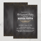 Chalkboard Teacher Retirement Party Elegant Gold Kaart (Voorkant / Achterkant)