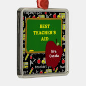 Chalkboard Teacher's Aid kerstsierans Metalen Ornament (Rechts)