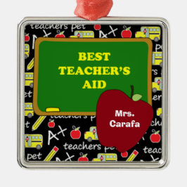 Chalkboard Teacher's Aid kerstsierans Metalen Ornament