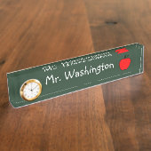 Chalkboard Teacher's Clock Desk naamplaatje Gift Naambordje (Zijkant)
