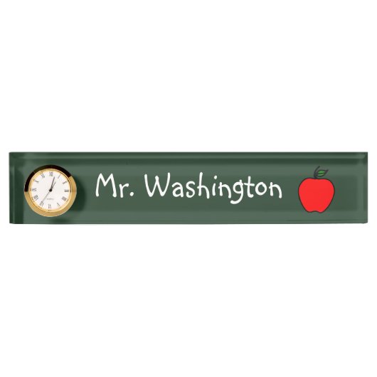 Chalkboard Teacher's Clock Desk naamplaatje Gift Naambordje (Voorkant)