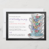 Chalkboard Teacups Birthday Tea Party Kaart (Voorkant)