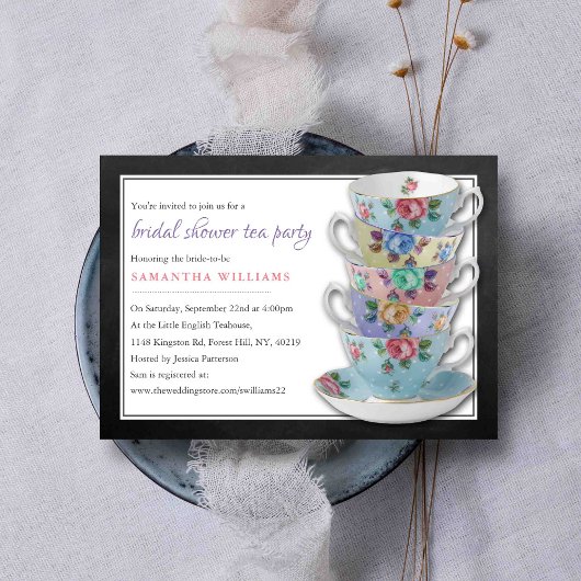 Chalkboard Teacups Vrijgezellenfeest Tea Party Kaart