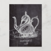 Chalkboard teapot Alice in Wonderland tea party Briefkaart (Voorkant)