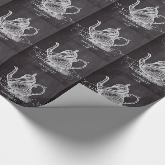 Chalkboard teapot Alice in Wonderland tea party Cadeaupapier (Hoek)
