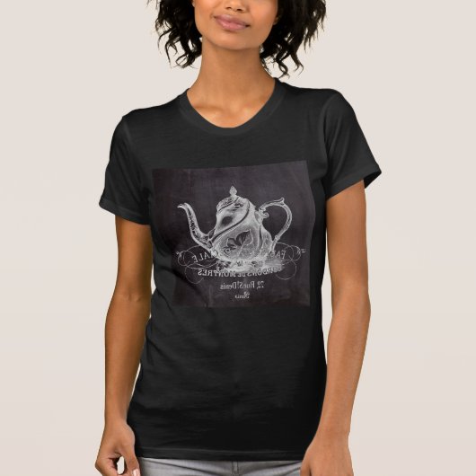 Chalkboard teapot Alice in Wonderland tea party T-shirt (Voorkant)