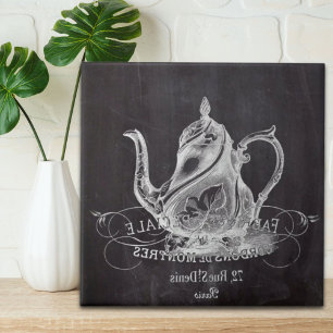 Chalkboard teapot Alice in Wonderland tea party Tegeltje