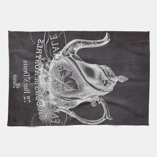 Chalkboard teapot Alice in Wonderland tea party Theedoek (Horizontaal)