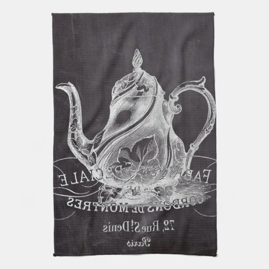 Chalkboard teapot Alice in Wonderland tea party Theedoek (Verticaal)