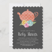 Chalkboard Teapot Baby shower Invitation Kaart (Voorkant)