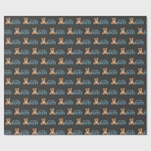 Chalkboard Teddy Bear Boy Baby shower Cadeaupapier (Vlak)
