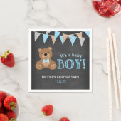 Chalkboard Teddy Bear Boy Baby shower Servet (Insitu)