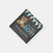 Chalkboard Teddy Bear Boy Baby shower Servet (Hoek)