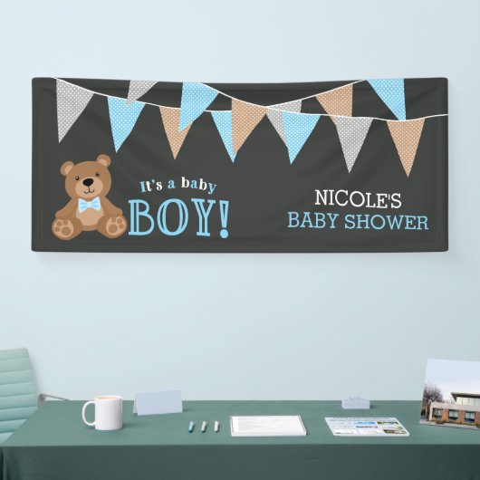Chalkboard Teddy Bear Boy Baby shower Spandoek (Beurs)