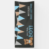 Chalkboard Teddy Bear Boy Baby shower Spandoek (Verticaal)