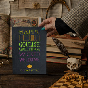 Chalkboard Tekst Halloween Groeten Kaart