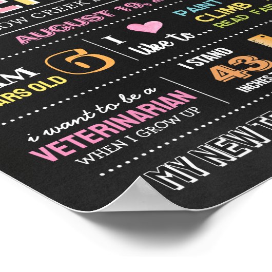 Chalkboard Terug naar school Eerste dag Teken Poster (Hoek)