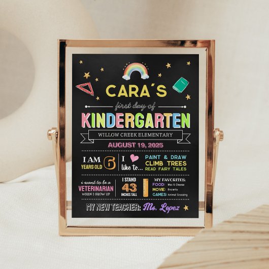Chalkboard Terug naar school Eerste dag Teken Poster