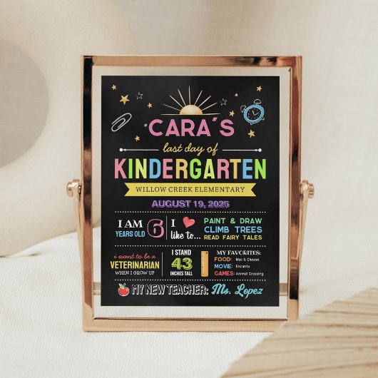 Chalkboard Terug naar school Laatste dag Teken Poster