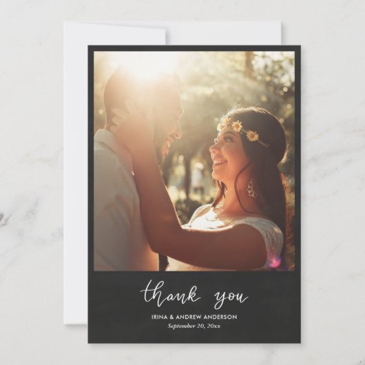 Chalkboard Thank You Script Wedding Couple Photo (Voorkant)