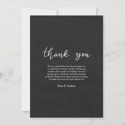 Chalkboard Thank You Script Wedding Couple Photo (Achterkant)