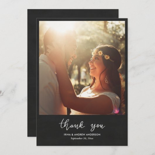 Chalkboard Thank You Script Wedding Couple Photo (Voorkant / Achterkant)