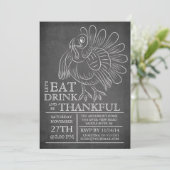 Chalkboard Thanksgiving Dag Diner Invitation Kaart (Staand voorkant)