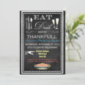 Chalkboard Thanksgiving Dinner Party Kaart (Staand voorkant)