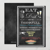 Chalkboard Thanksgiving Dinner Party Kaart (Voorkant / Achterkant)