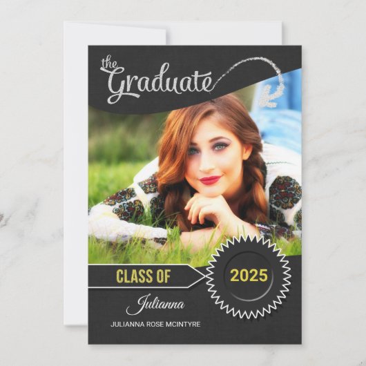 Chalkboard Theme Class of 2025 Afstuderen Kaart (Voorkant)