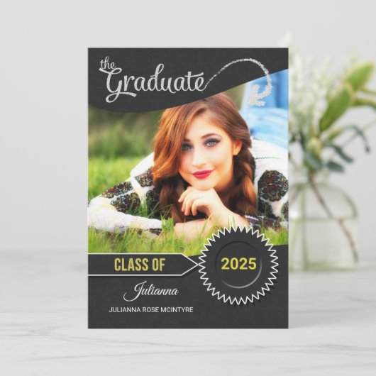 Chalkboard Theme Class of 2025 Afstuderen Kaart (Staand voorkant)