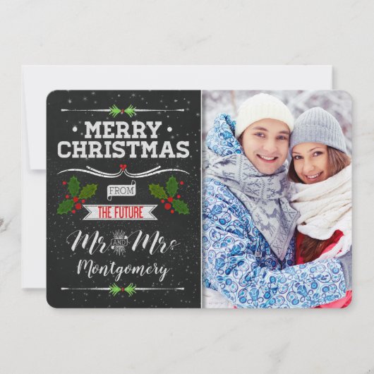 Chalkboard Theme Future Mr. en Mrs. Feestdagenkaart (Voorkant)