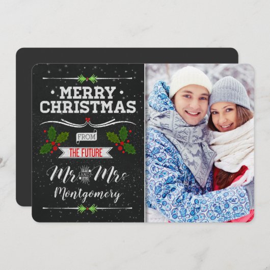 Chalkboard Theme Future Mr. en Mrs. Feestdagenkaart (Voorkant / Achterkant)