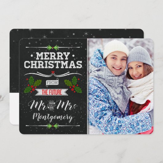 Chalkboard Theme Future Mr. en Mrs. Feestdagenkaart (Voorkant / Achterkant)