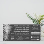 Chalkboard ticket bestemming bruiloft uitnodiginge kaart (Staand voorkant)