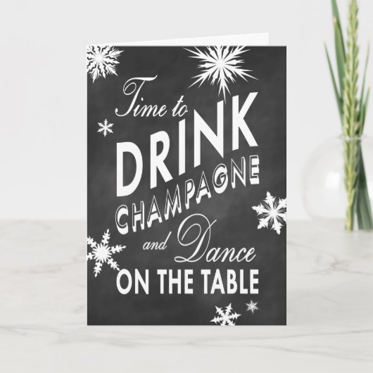 Chalkboard Time to Drink Champagne Holiday Card Feestdagen Kaart (Voorkant)