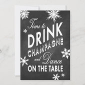 Chalkboard Time to Drink Champagne Holiday Invite Kaart (Voorkant)