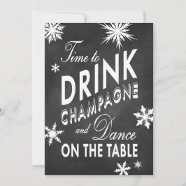 Chalkboard Time to Drink Champagne Holiday Invite Kaart