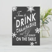 Chalkboard Time to Drink Champagne Holiday Invite Kaart (Staand voorkant)