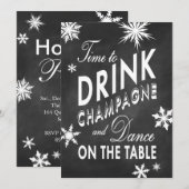 Chalkboard Time to Drink Champagne Holiday Invite Kaart (Voorkant / Achterkant)