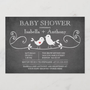Chalkboard Tortelduifjes Baby shower Kaart