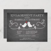 Chalkboard Tortelduifjes ENGAGEMENT Party Kaart (Voorkant / Achterkant)