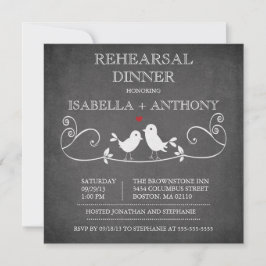 Chalkboard Tortelduifjes Rehearsal Dinner Kaart