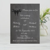 Chalkboard trendy grappig katteliefdeskoppel bruil kaart (Staand voorkant)