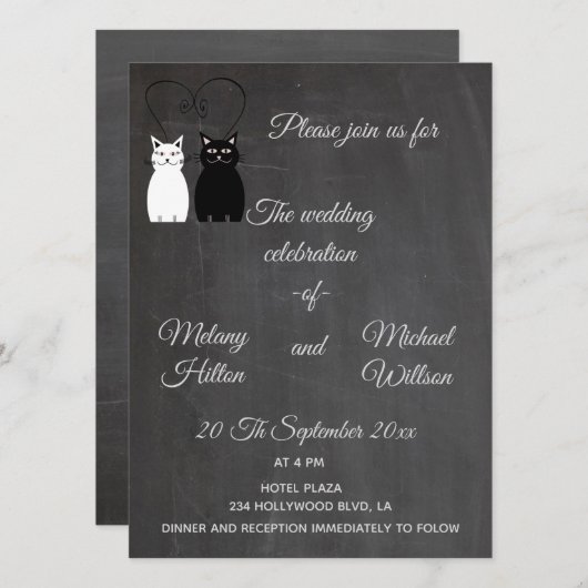 Chalkboard trendy grappige bruiloft met een leuk k kaart (Voorkant / Achterkant)