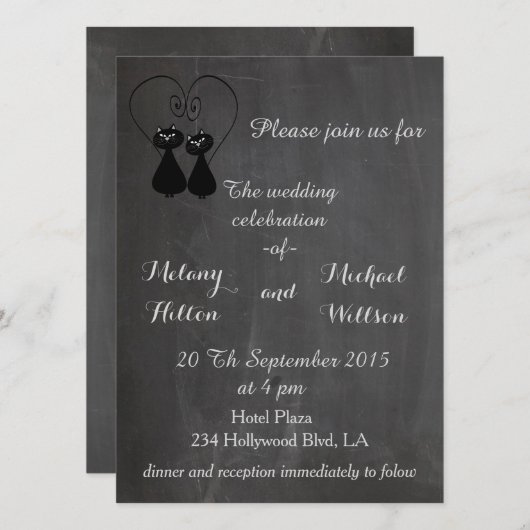 Chalkboard trendy grappige bruiloft met een leuk k kaart (Voorkant / Achterkant)