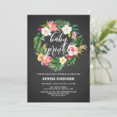Chalkboard Tropical Flowers Wreater Baby Sprinkle Kaart (Staand voorkant)