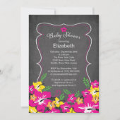 Chalkboard Tropical Hibiscus Flowers Baby shower Kaart (Voorkant)