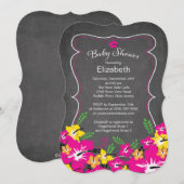Chalkboard Tropical Hibiscus Flowers Baby shower Kaart (Voorkant / Achterkant)