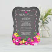 Chalkboard Tropical Hibiscus Flowers Baby shower Kaart (Staand voorkant)